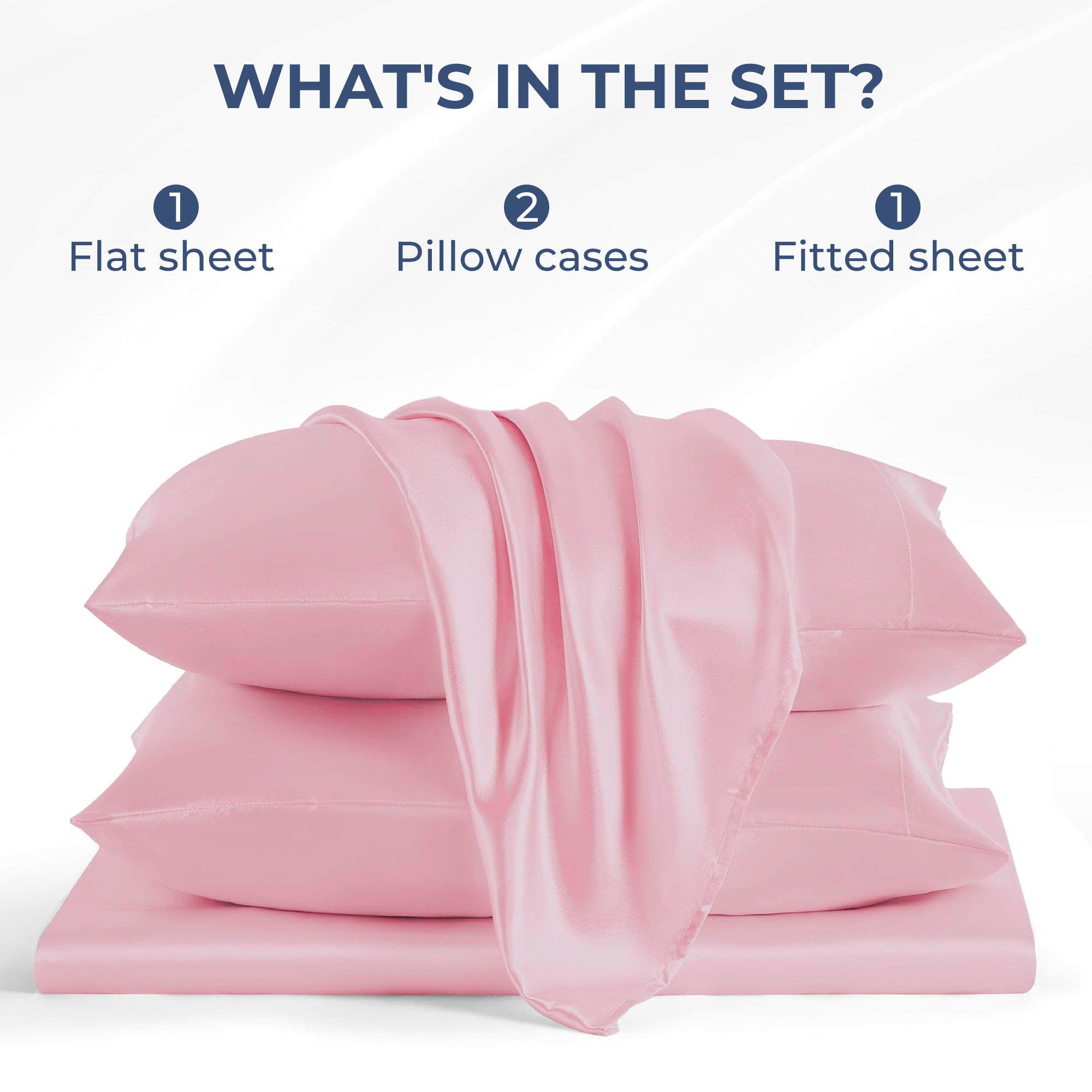Seasonwood Pink Sheets Queen Size Soft 1800 Microfiber Satin Sheet Set 4 Pieces 2 Pillowcase