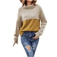 thumbnail image 2 of Jjayotai Women's Oversized Batwing Sweaters, 2024 Fall Outfits Crewneck Colorblock Ribbed Knit Trendy Pullover Tops Khaki S, 2 of 7