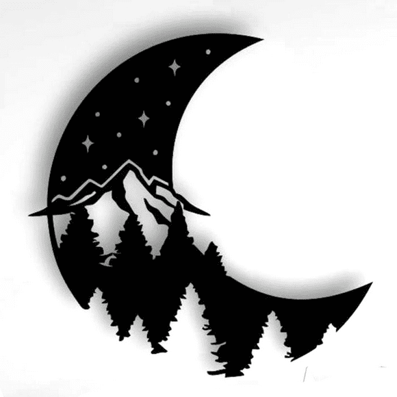 Cuadro Decorativo de Metal con Diseño luna media Grande