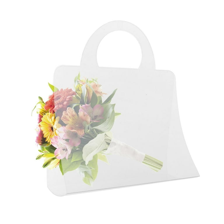 Transparent Bouquet Flower Box Floral Packaging Bag Flower Gift Bag for Arrangements Engagement Grand Event Valentine s Day Housewarming Square Handle