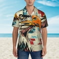 thumbnail image 2 of Honeii Retro American Eagle Print Men’s Hawaiian Shirt,Classic Button-Down Short Sleeve Shirt, for Beach, Vacation, and Outdoor Activities,Large, 2 of 7