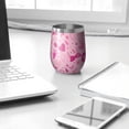 thumbnail image 3 of 12oz Stemless Wine Tumblers Pink Breast Cancer Vacuum Insulated Stainless Steel Travel Tumbler Cups Mug with Lid and Straw for Champaign,Cocktail,Beer with Cleaning Brush, 3 of 5