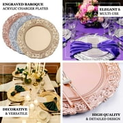 Efavormart Set of 6 GOLD 14 Round Plastic Charger Plates With Engraved Baroque Design Rim For Wedding Party Events