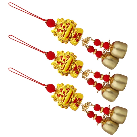 Homoyoyo  3pcs Good Luck Dragon Bell Pendant Lunar New Year Hanging Ornaments