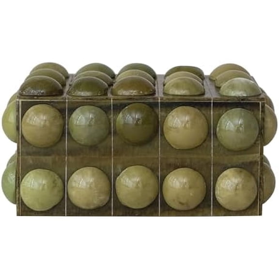 Handmade Marbled Resin Bobbin Box, Green