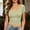 Beige, variant on Women's Side Ruched Fitted Crop Tee Deep V Neck Short Sleeve Soft Stretchy Casual Slim T Shirt Yellow 2XL