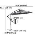 thumbnail image 3 of Outsunny Patio Offset Umbrella with Cover and Wind Protection Strap, Grey, 3 of 10