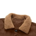 thumbnail image 6 of LpwkSSA Men's Winter Cotton Coats Sherpa Lined Jacket Long Sleeve Solid Color Turndown Collar Casual Trucker Outerwear with Flap Pockets Brown M, 6 of 9