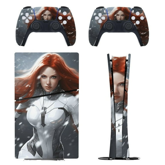 Skin Sticker for PS5 Slim Standard Disc Digital Edition Console and Controllers Decals for Playstation 5 (White Agent,PS5 Slim)