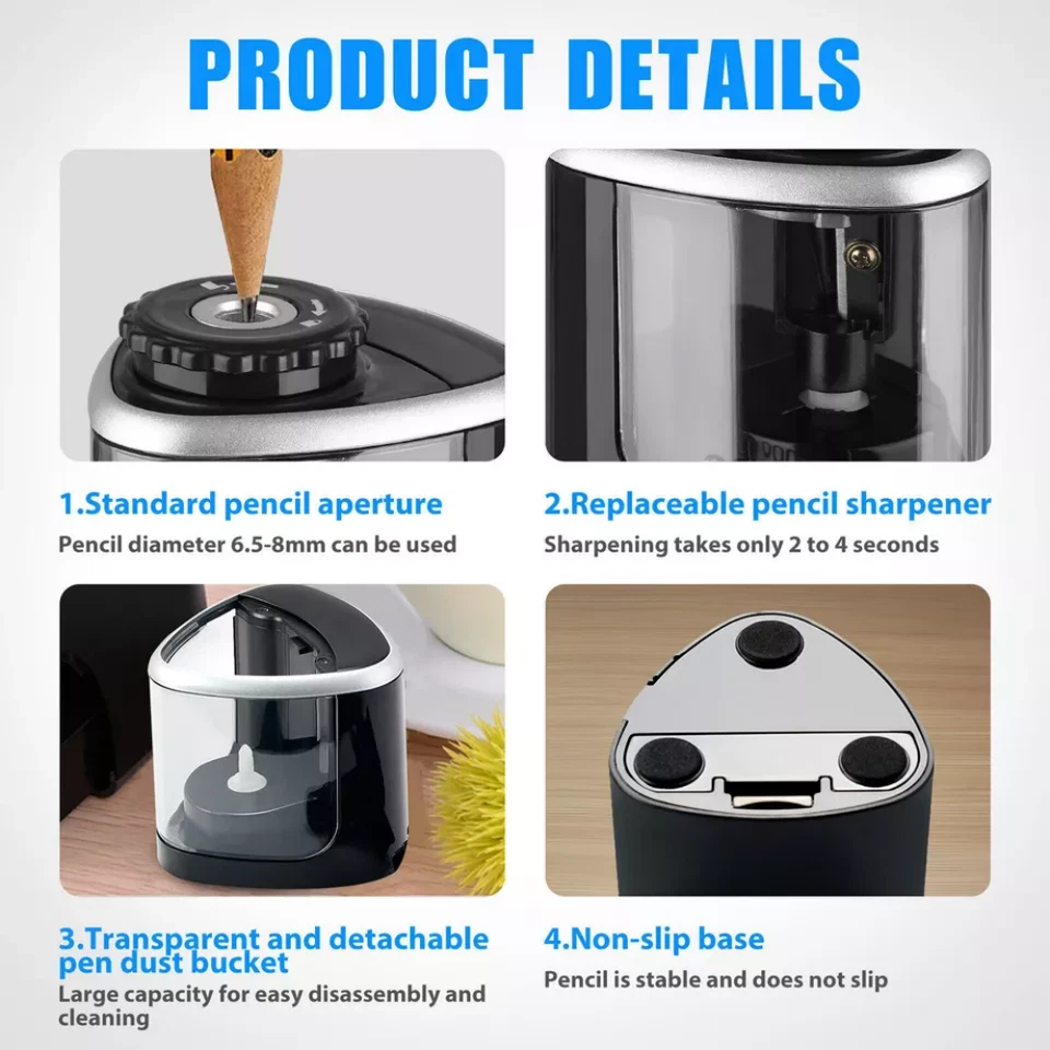 BUTTERFLY- Electric Automatic Pencil Sharpener, Quick & Quiet Helical Blade For Home Office