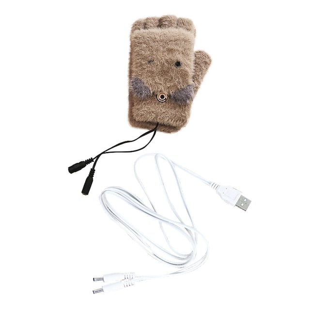 Gants Chauffants Réglables Demi-Doigts USB Chargeant Exquis Chauffage Flip Gants Sans Doigts pour l'Extérieur