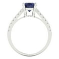 thumbnail image 4 of 2.21 ct Oval Cut Simulated Blue Sapphire Solitaire with Simulated Diamond Accents 18K White Gold Womens Engagement Ring, 4 of 5