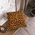 thumbnail image 3 of Velvet Decorative Throw Pillow Covers Set of 2, Soft Square Cushion Cover with Invisible Zipper Orange Leopard Skin Texture Printing, 18"x18", 3 of 7