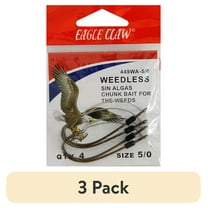 (3 pack) Eagle Claw 449WAH-5/0 Weedless Baitholder Hook, Bronze, Size 5/0 Hook