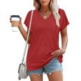 thumbnail image 6 of ClodeEU Womens Lightweight V Neck Short Sleeve T Shirts,Casual Trendy Basic Loose Fit Tees Red,Womens Plus S, 6 of 8