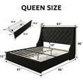 thumbnail image 3 of Virans Queen Bed Frame with 4 Storage Drawers, Upholstered Platform Bed Frame with Type-C & USB Ports, Wingback Storage Headboard,Black, 3 of 8