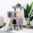 thumbnail image 3 of BestPet 36" Cat Tree, Multi-Level Condo, Scratch Posts, Ramp, Cave & Toys. Ideal for Indoor Cats, Ash Grey, 3 of 7