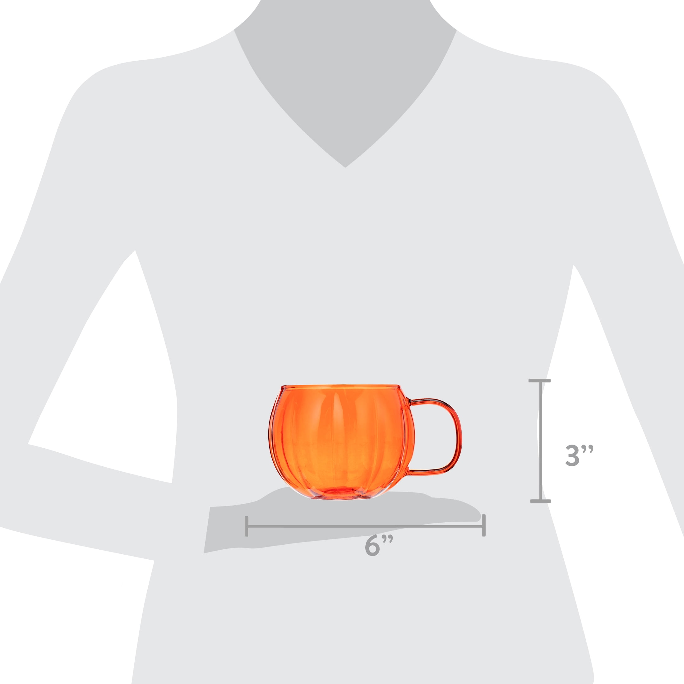 Way To Celebrate Orange Glass Pumpkin Mug 4 Pack Drinkware Sets