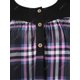 thumbnail image 3 of Camiseta de Henley de Talla Extra con Estampado de Cuadros Rosegal Mangas largas de talla grande, 3 of 5