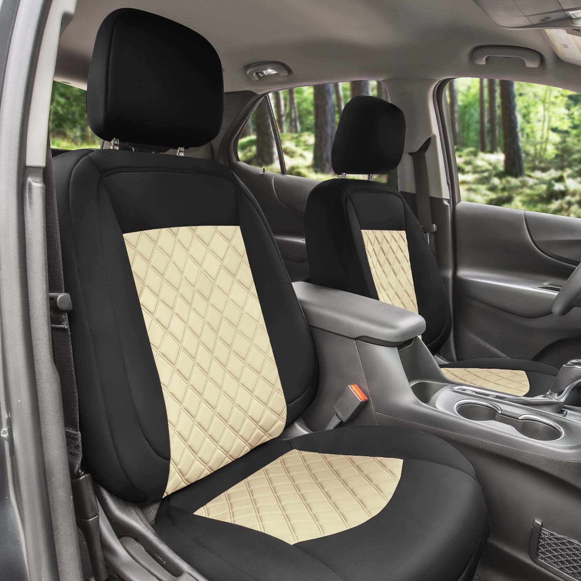 For Chevrolet Equinox 2018-2023 FH Group Neoprene Waterproof Custom Fit Car Seat Covers - Beige Full Set