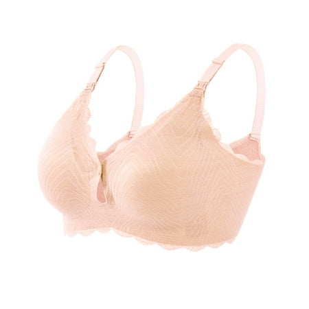 Virmaxy Womens Nursing Bras Comfortable Breathable No Steel Ring Front Buckle Breastfeeding Bra Underwear Nursing Bras for Breastfeeding and Breast Pumping Beige M