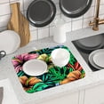 thumbnail image 6 of Colorful Hawaiian Floral Dish Mat - Tropical Leaf Flowers Dish Drying Mat for Kitchen Counter Spring Hibiscus Plumeria Plant Drying Pad Fast Dry Kitchen Accessories 16 x 18 Inch, 6 of 7