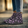 thumbnail image 2 of POLERO Womens Girls Purple Butterfly High Top Walk Shoes Trainer Athletic Barefoot Sneakers for Walking Jogging Gym PU Leather Walking Business Work Platform Sneaker with Ankle Support, 2 of 7