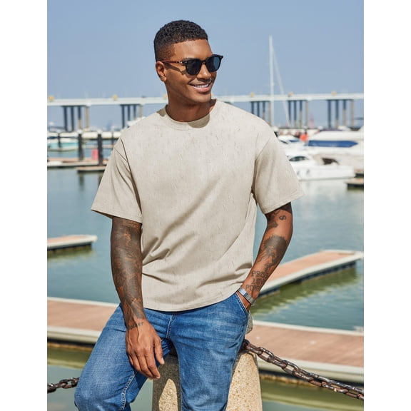 COOFANDY Men's Cotton T-Shirts Oversized Shirt Short Sleeves Streetwear Loose Fit Summer Tee Tops Washed Basic Unisex Shirts