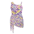 thumbnail image 7 of SEANATIVE Girls One-Piece Swimsuits with Mesh Cover-up Skirt One-Piece Bathing Suits Back Cutout Stylish Stretch Swimwear for Kids Teenagers, Size 7-8, Mermaid Scale Print Violet Yellow, 7 of 7