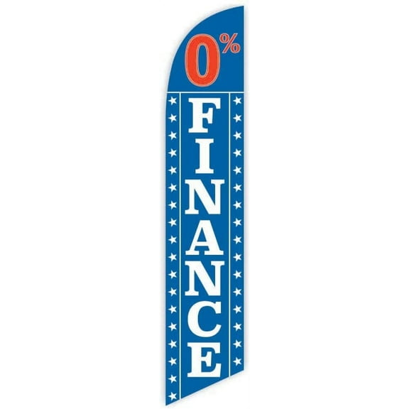 Cobb Promo 0% Finance Blue Advertising Feather Flag 12ft - Replacement Flag Only Without Poleset