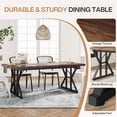 thumbnail image 6 of Farmhouse Dining Table For 6 People, 70.8-Inch Rectangular Rustic Wood Table With Heavy Duty Metal Legs, Multifunctional Kitchen Table For Dining Room (Brown&Black), 6 of 7