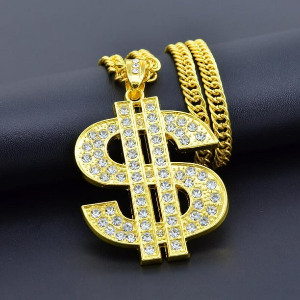 Fake gold dollar sign hotsell necklace