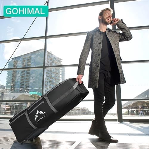 Golf Travel Bag with Adjustable Support Rod, 900D Heavy Duty Oxford Fabric Golf Travel Case for Airlines with Wheels
