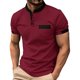 thumbnail image 2 of Ceisia Contrast Panel Stand Collar Shirt Men's Slim Fit Short Sleeve Casual Top with Pocket Red XXL Gifts, 2 of 5