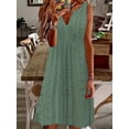thumbnail image 2 of Vestido Elegante De Talla Grande, Vestido Sin Mangas Elástico Medio Con Cuello Entallado Bordado Con Ojales Sólidos Para Mujer, 2 of 4