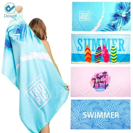 Deago Microfiber Beach Towel - Quick Dry Pool Towels 63x31 inches Oversized Travel Towel - Lightweight Compact Beach Accessories - Large Sand Free Micro Fiber Beach Towels