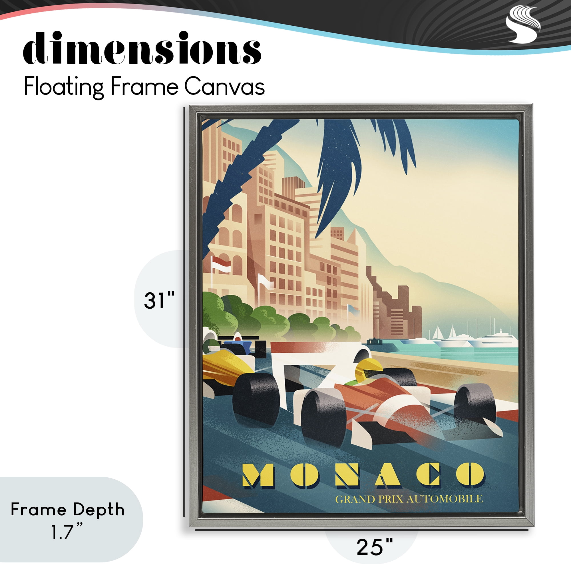 Stupell Industries Monaco Grand Prix Racing Gray Framed Floater Canvas Wall Art, design by Martin Wickstrom