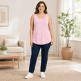 thumbnail image 6 of Afelkas Women's Plus Size Tank Tops Scoop Neck Sleeveless Stretch Tunic Shirts Wide Strap Basic Casual Undershirt for Everyday Wear Pink,XXXXL, 6 of 7