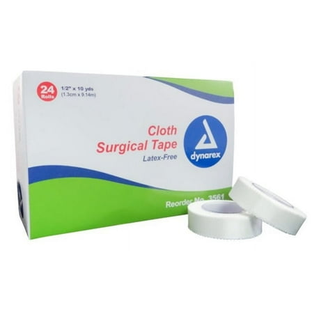 Dynarex #3561 Cloth Surgical Tape, Latex Free 1/2" x 10 Yards, 6 Rolls - MS15300