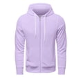 thumbnail image 4 of Dwralegc Zip Up Hoodie Men Long Sleeves Zipper Hooded Sweatshirts Lightweight Drawstring Casual Hoodies Fall Solid Color Athletic Cotas with Pocket Light Purple M, 4 of 7