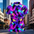 thumbnail image 2 of XAOFW Women Short Sleeve Graphic T Shirts Short Sleeve Lapel Collar Tees With Geometric Print Quick Drying Casual Athletic T-Shirts Comfortable Tops XXXXL, 2 of 3