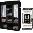 thumbnail image 6 of J&V TEXTILES Portable Closet Wardrobe Closet for Hanging Clothes with 8 Storage Shelves, 2 Hanging Rod and 4 Pockets, Free Standing Closet Clothes Organizer for Bedroom Black, 6 of 8