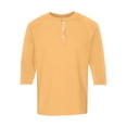 thumbnail image 7 of Resicozy Mens Henley 3/4 Length Sleeve Shirts Soft Button Tees Casual Fashion Solid Color T-Shirts Yellow M, 7 of 7