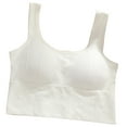 thumbnail image 3 of Sujetador deportivo de cobertura completa, estilo camiseta sin mangas, sin costuras, cómodo, sin aros, para mujer, para uso diario, color blanco, 3 of 12