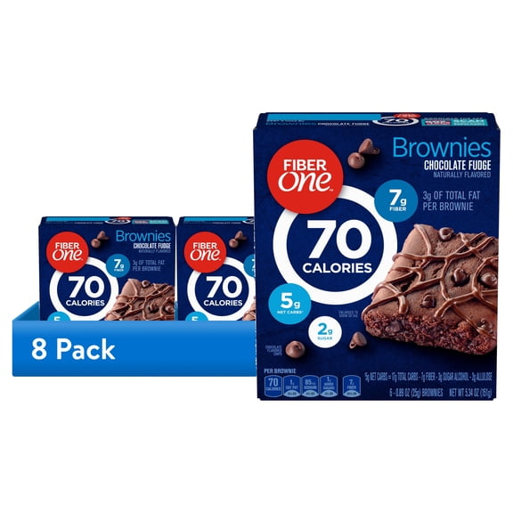 (8 pack) Fiber One 70 Calorie Brownies, Chocolate Fudge Snack Bars, 6 Count, 5.34 oz