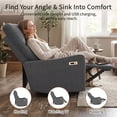 thumbnail image 5 of Leumius Swivel Recliner Chair,270° Swivel Rocker Chair for Adults,Small Rocking Recliner for Small Spaces, Upholstered Fabric Glider Recliner Nursery,Living Room Chair,Theater SeatingDark Gray, 5 of 26