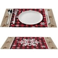 thumbnail image 3 of Christmas Placemats Set of 6, 12x18 Inch Farmhouse Red Buffalo Plaid Winter Xmas Snowflakes Country Style Seasonal Heat Resistant Table Mats for Dining Kitchen Birthday Party Holiday Decor, 3 of 6