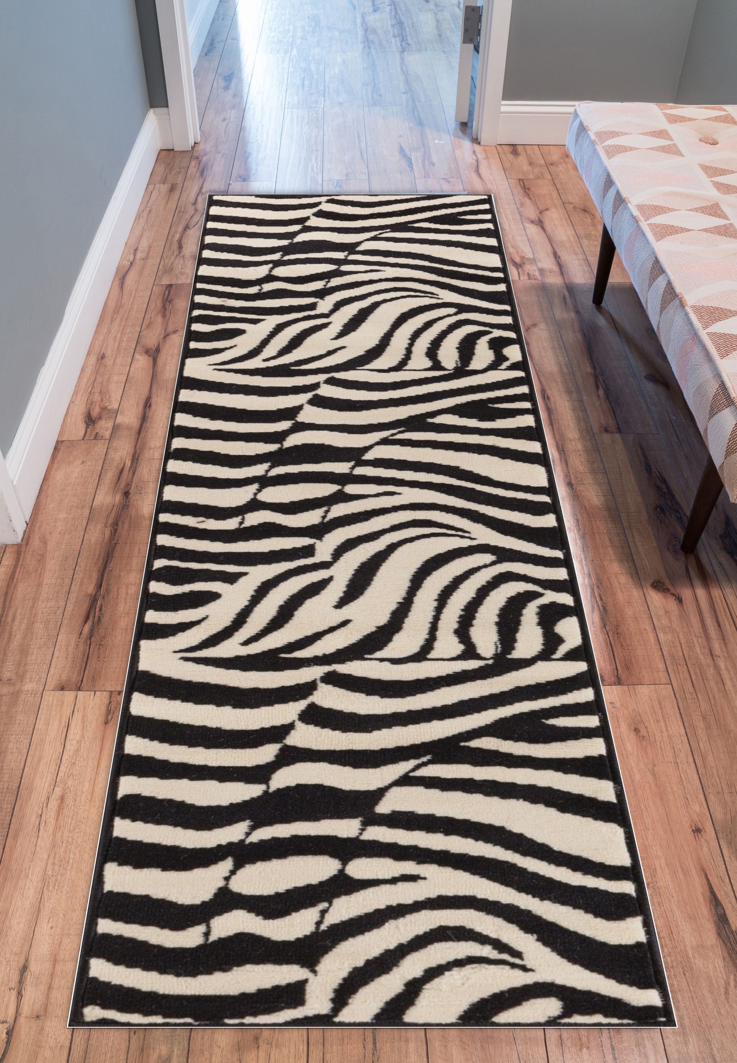 Well Woven Zebra Black and Beige 2' x 7'2" Runner Rug Carpet Walmart