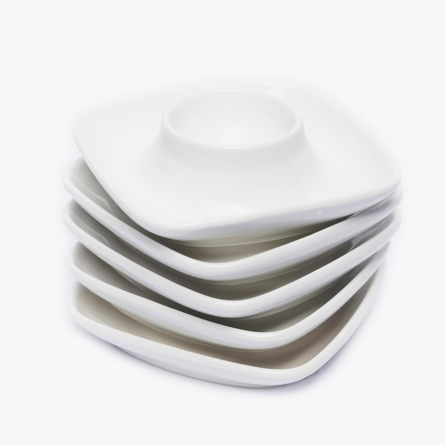Ceramics White Egg Cups for Hard Boiled Eggs Set