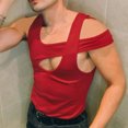 thumbnail image 2 of Camiseta ahuecada para hombre, camiseta sin mangas con chaleco irregular, Top informal cómodo para hombre, 2 of 6
